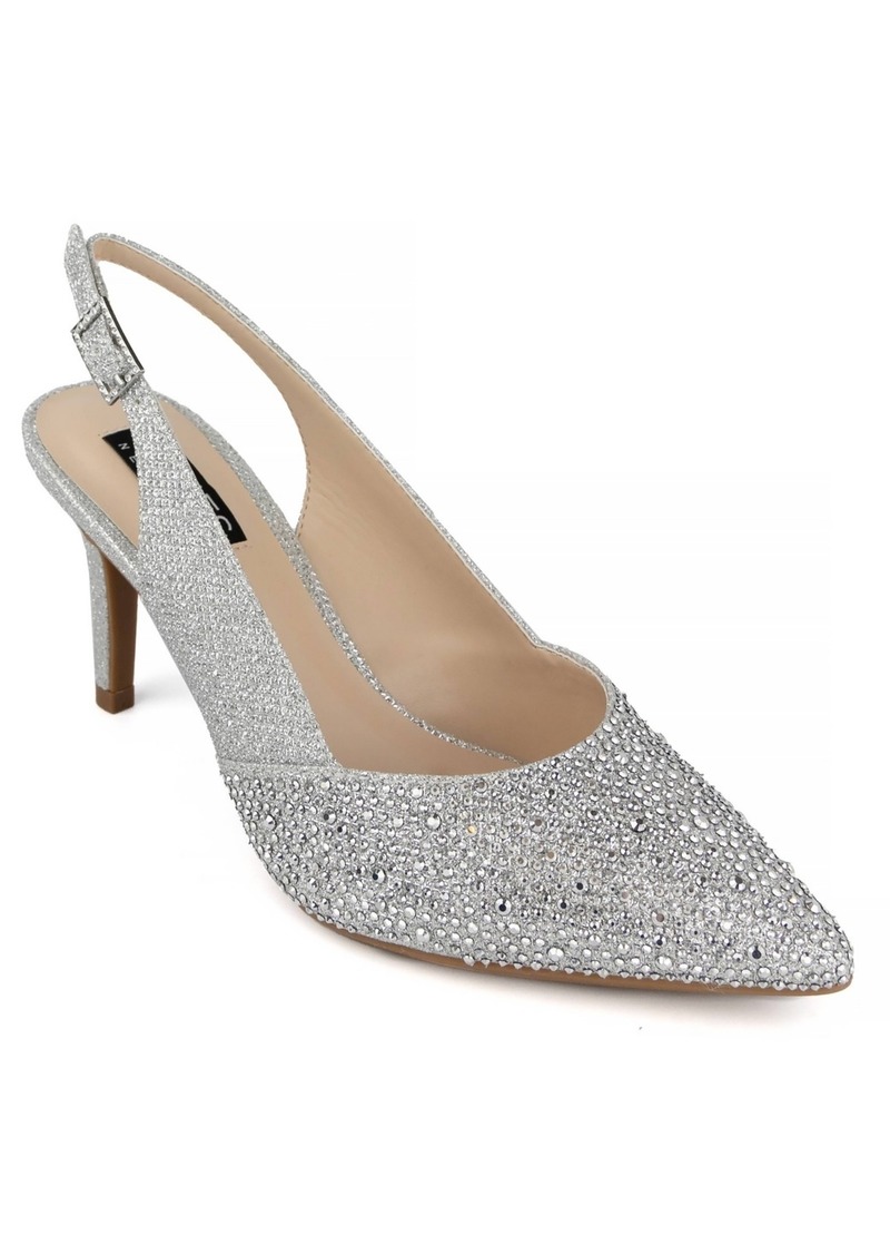 Jones New York Women's Bernie Pointed Toe Slingback Dress Pumps - Silver-Tone