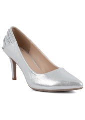 Jones New York Women's Betolda Pointed Toe Embellished Dress Pumps - Silver Micro