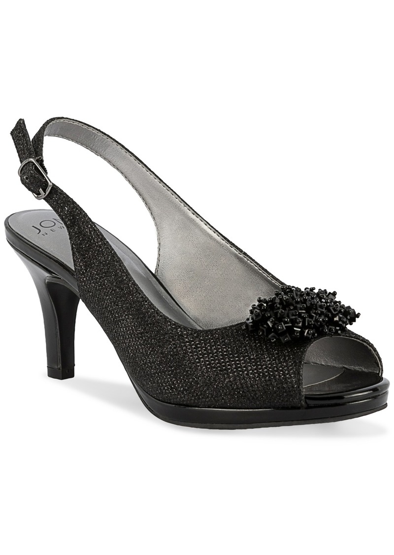 Jones New York Women's Breena Embellished Peep Toe Slingback Pumps - Black-b