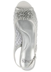 Jones New York Women's Breena Embellished Peep Toe Slingback Pumps - Silver-sss