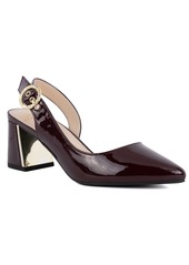 Jones New York Women's Candree Pointed Toe Block Heel Slingback Pumps - Dark Nude Patent