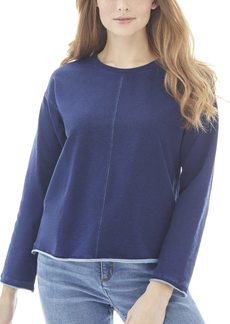 Jones New York Women's Cool Denim Long Sleeve Drop Shoulder Sweatshirt Indigo Rinse WASH XL