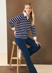 Jones New York Women's Cotton Striped Layered-Look Top - Pacific Navy