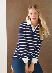 Jones New York Women's Cotton Striped Layered-Look Top - Pacific Navy