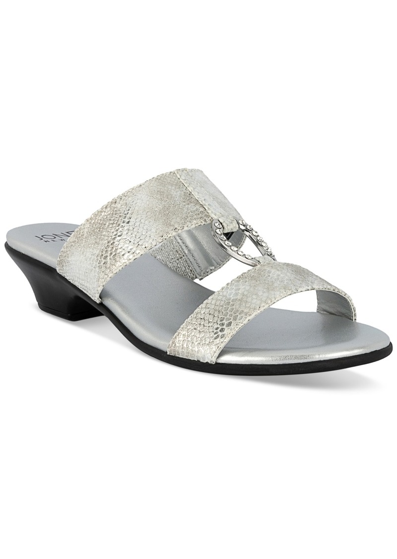 Jones New York Women's Eanna Ornamented Double Band Dress Sandals - Silver Metallic