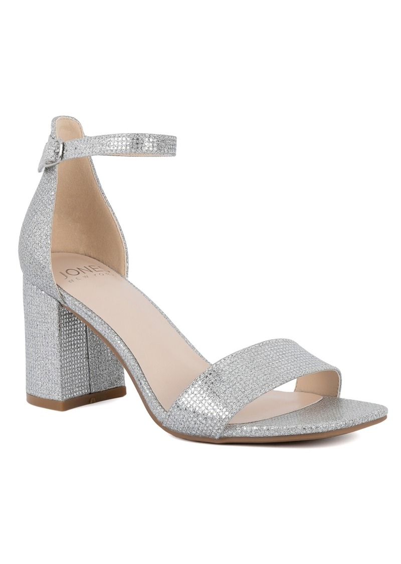 Jones New York Women's Early Two Piece Block Heel Dress Sandals - Light Silver