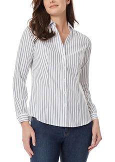 Jones New York Women's Easy Care Button Up Long Sleeve Blouse - NYC White, Collection Navy