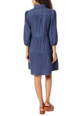 Jones New York Women's Half-Placket Tiered Short Dress - Indigo