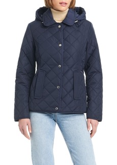 Jones New York Women's Hooded Quilted Water-Resistant Jacket - Midnight