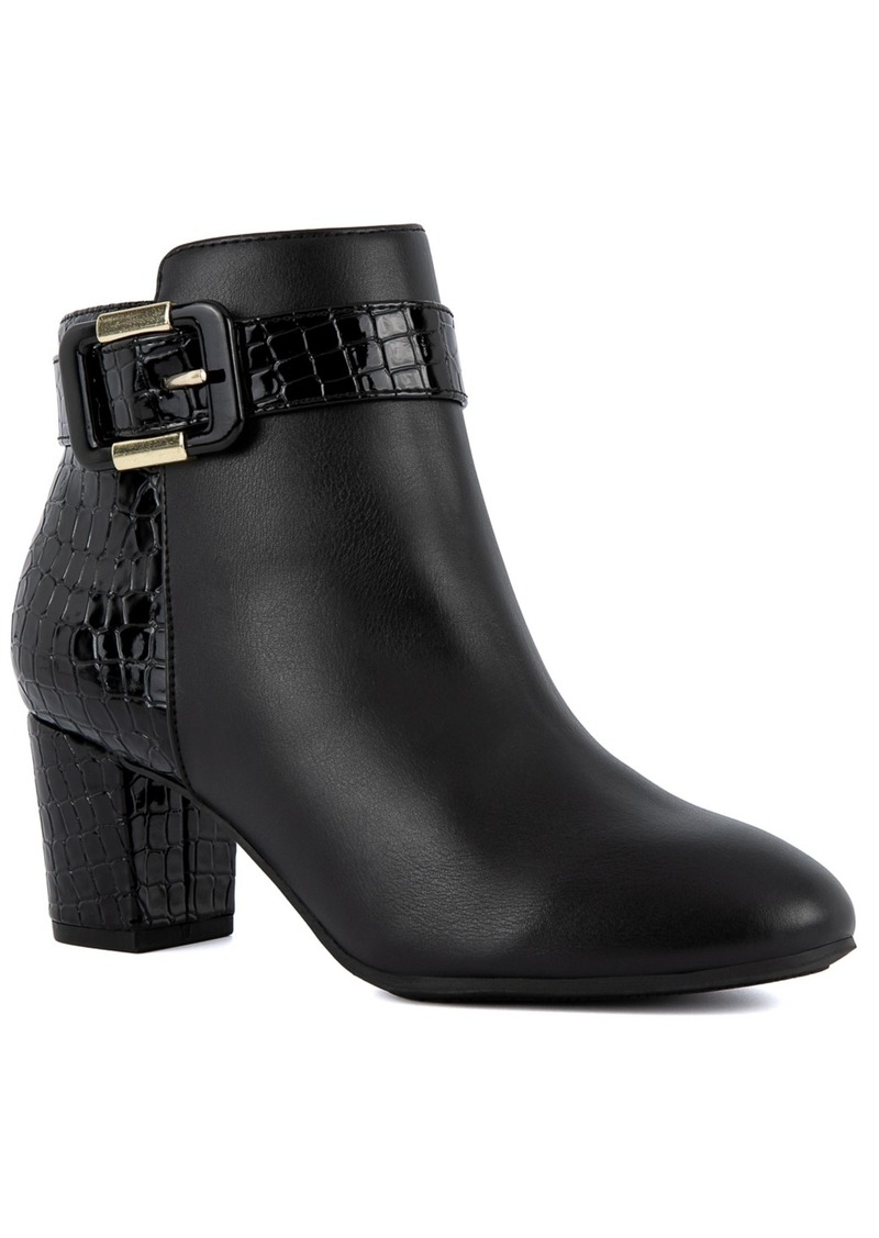 Jones New York Women's Ivyy Buckle Block Heel Booties - Black Smooth