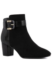 Jones New York Women's Ivyy Buckle Block Heel Booties - Black Smooth