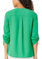 Jones New York Women's Jasper Roll-Cuff Blouse, Regular & Petite - Rich Kelly