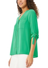 Jones New York Women's Jasper Roll-Cuff Blouse, Regular & Petite - Rich Kelly