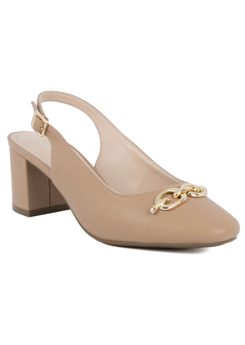 Jones New York Women's Korla Block Heel Slingback Pumps - Natural Smooth