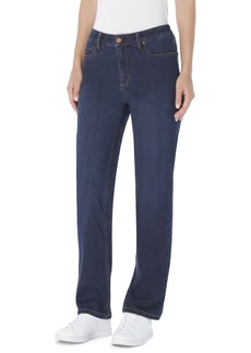 Jones New York Women's Lexington Mid Rise Straight Leg Denim Jeans, Regular & Petite - Indigo Wash