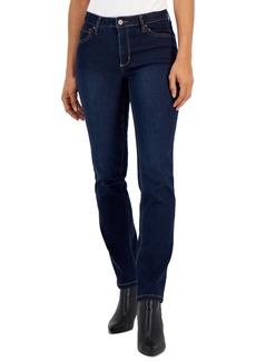 Jones New York Women's Lexington Mid Rise Straight Leg Denim Jeans, Regular & Petite - Indigo Wash