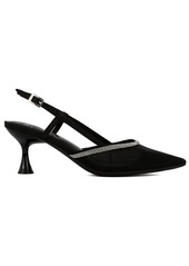 Jones New York Women's Lina Mesh Slingback Pumps - Black Satin