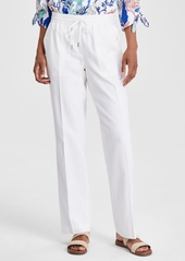 Jones New York Women's Linen Drawstring-Waist Buttoned-Pocket Pants - Pacific Navy
