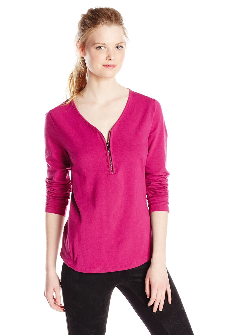 Jones New York Jones New York Women's Long Sleeve Top V-Neck Zip Front ...