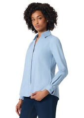 Jones New York Women's Long Sleeve Y-Neck Button Down Blouse - Pale Wash