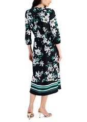 Jones New York Women's Mixed-Print V-Neck Midi Dress - Jones Black/kelly Green