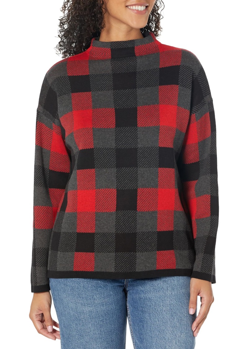 Jones New York Women's Mock Neck Long Sleeve Jacquard Sweater  S