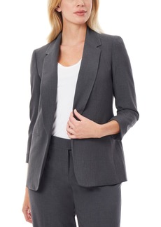 Jones New York Women's Notched Collar Jacket with Rolled Sleeves - Gray