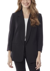 Jones New York Women's Notched Collar Jacket with Rolled Sleeves - Gray