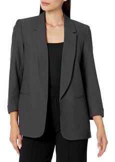 Jones New York Women's Notched Collar Jacket W/Rolled Sleeves Grey MAKO L