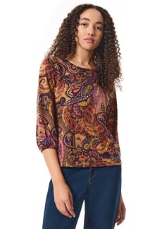 Jones New York Women's Paisley-Print Moss Crepe 3/4-Sleeve Top - Caramel Multi