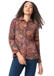 Jones New York Women's Printed Quilted Snap-Front Jacket - Caramel Multi