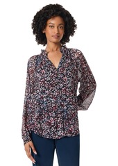 Jones New York Women's Printed Ruffled Peasant Top - Jones Black