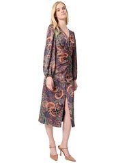 Jones New York Women's Printed Shirred-Front Long-Sleeve Dress - Jones Black