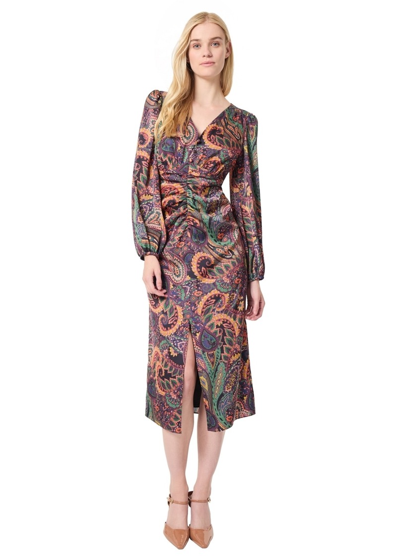 Jones New York Women's Printed Shirred-Front Long-Sleeve Dress - Jones Black