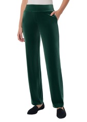 Jones New York Women's Stretch Velour Pull-On Straight-Leg Pants - Forest Green