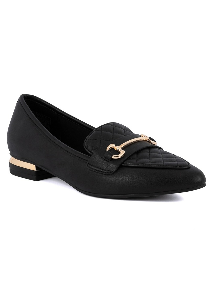 Jones New York Women's Quadia Pointed Toe Ornamented Loafers - Black Smooth