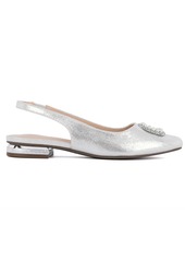 Jones New York Women's Quarry Pointed Toe Ornament Slingback Flats - Silver Shimmer