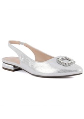 Jones New York Women's Quarry Pointed Toe Ornament Slingback Flats - Silver Shimmer