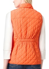 Jones New York Women's Quilted Patch Pocket Vest with Snaps Zipper - Bright Persimmon