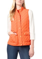 Jones New York Women's Quilted Patch Pocket Vest with Snaps Zipper - Bright Persimmon