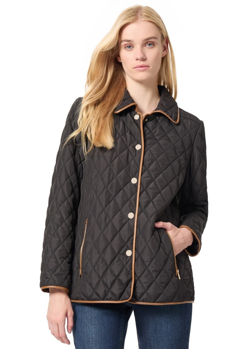 Jones New York Women's Quilted Snap-Front Rib-Trim Jacket - Jones Black