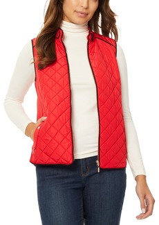 Jones New York Women's Quilted Zip Front Vest Jacket - Rouge, Jones Black