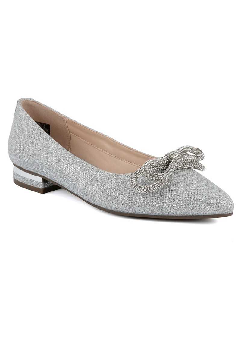 Jones New York Women's Quinnie Pointed Toe Embellished Dress Flats - Silver Glitter