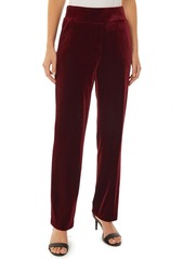 Jones New York Women's Stretch Velour Pull On Straight Leg Pants - Bordeaux