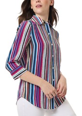 Jones New York Women's Striped 3/4-Sleeve Collared Blouse - Jones Black