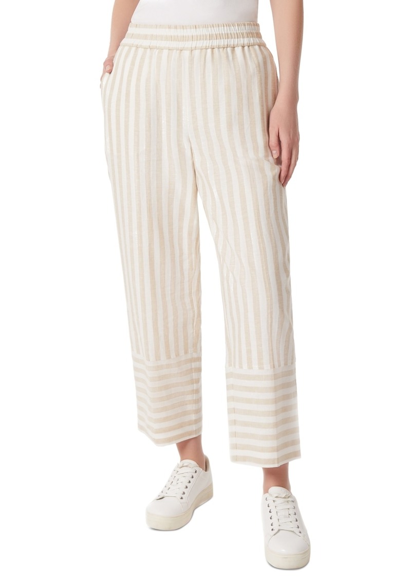 Jones New York Women's Striped Pull-On Cropped Trousers - Natural