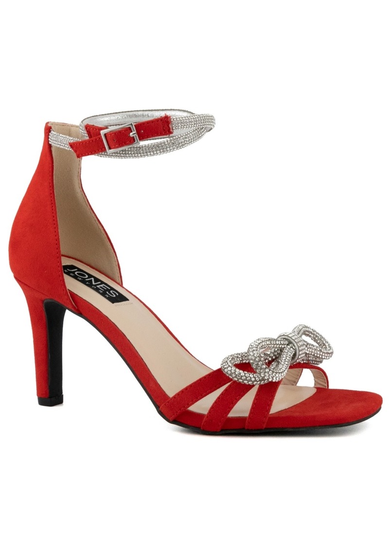 Jones New York Women's Tarrie Rhinestone Bow Stiletto Dress Sandals - Red Micro