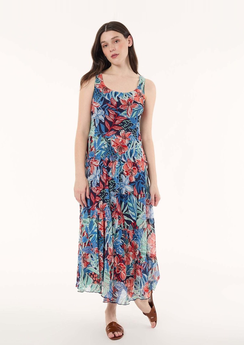 Jones New York Maxi Multi-Tiered Dress, Printed Chiffon