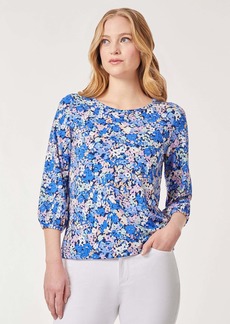 Jones New York Printed Moss Crepe Puff Sleeve Top