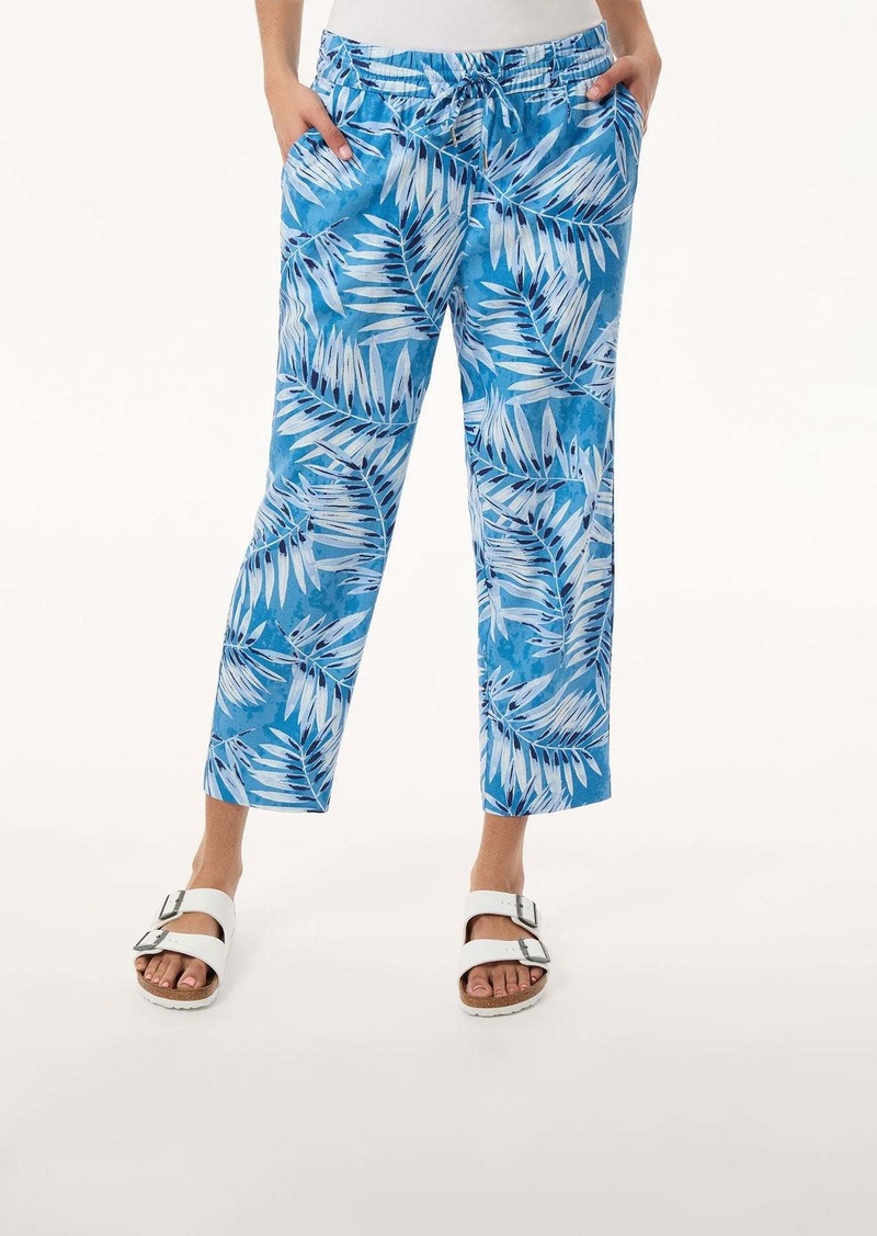 Jones New York Pull On Drawstring Cropped Trouser, Printed Linen